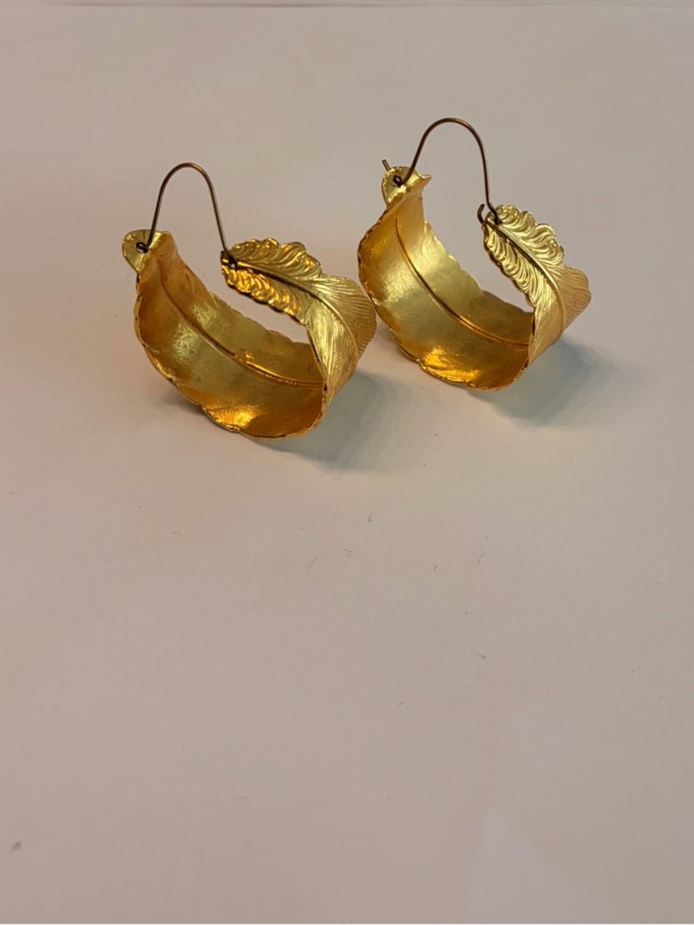 Gold Leaf Hoop Earrings - Elegant Women's Jewelry
